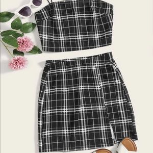 SHEIN Skirts - SHEIN matching plaid crop top and skirt set!!!💗✨✨ SHEIN Skirts - SHEIN matching plaid crop top and skirt set!!!💗✨✨
